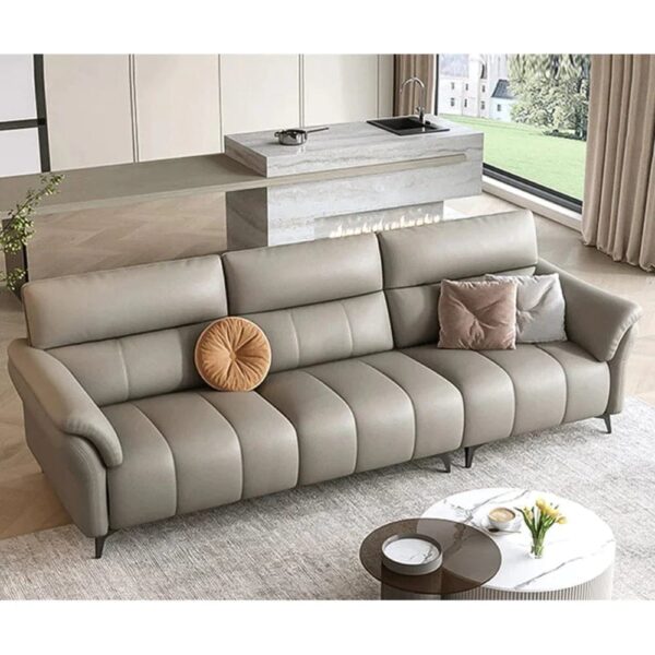 Elisabet Premium Modern Sofa Set In Off White Leatherette - A Crown Furniture