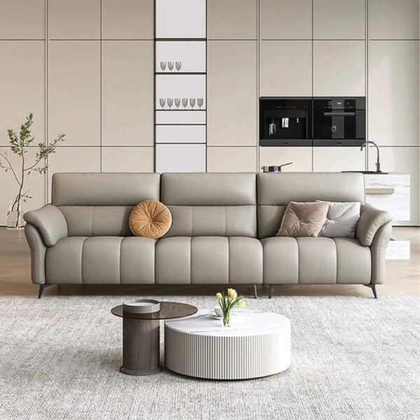 Elisabet Premium Modern Sofa Set In Off White Leatherette - A Crown Furniture