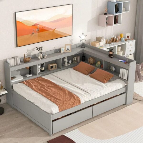 Fallere Upholstered Bed With Drawers Storage In Pu Paint - A Crown Furniture