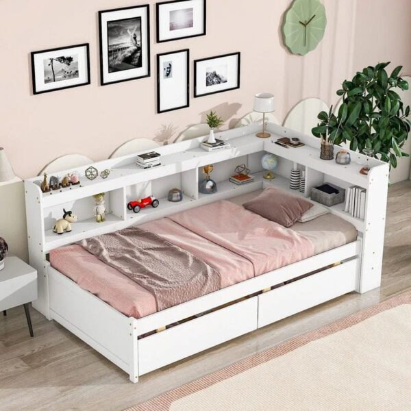 Fallere Upholstered Bed With Drawers Storage In Pu Paint - A Crown Furniture