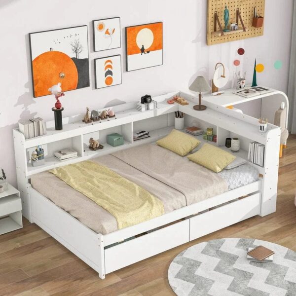 Fallere Upholstered Bed With Drawers Storage In Pu Paint - A Crown Furniture