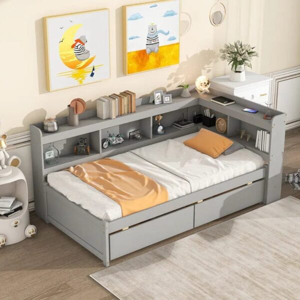 Fallere Upholstered Bed With Drawers Storage In Pu Paint - A Crown Furniture