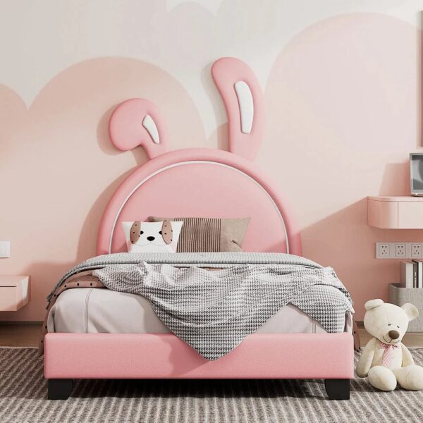 Benwiskin Bunny Upholstered Bed Without Storage In Pink Suede - A Crown Furniture