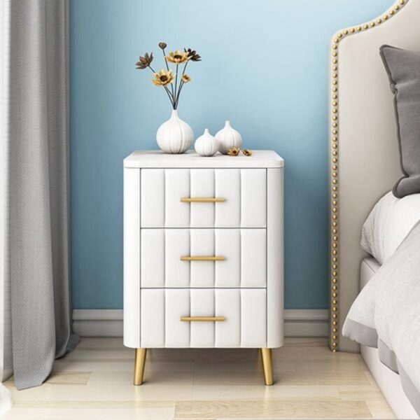 Macduibh Upholstered 3 Drawer Bedside - A Crown Furniture