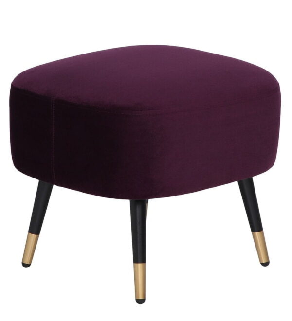 Cornaccia Velvet Finish Barrel Chair With Foot Stool In Wine Colour - A Crown Furniture