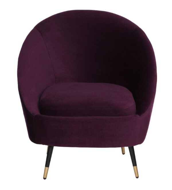 Cornaccia Velvet Finish Barrel Chair With Foot Stool In Wine Colour - A Crown Furniture