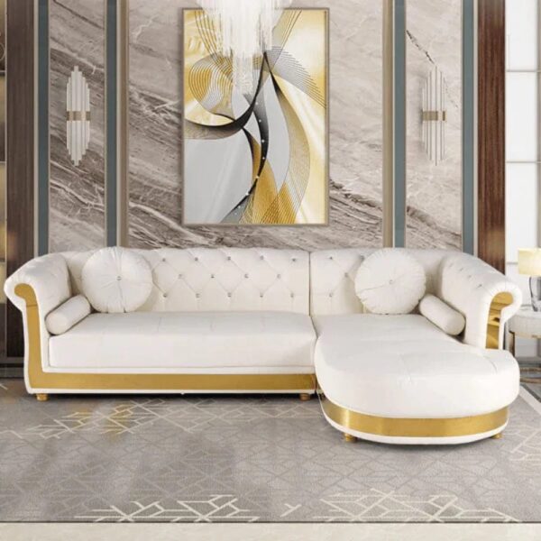 Biod Premium Modern Sofa Set In Beige Leatherette - A Crown Furniture