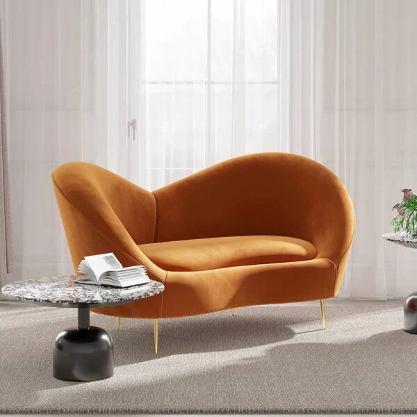 Fredrik Luxury Modern Velvet Upholstered Curved Sofa - A Crown Furniture