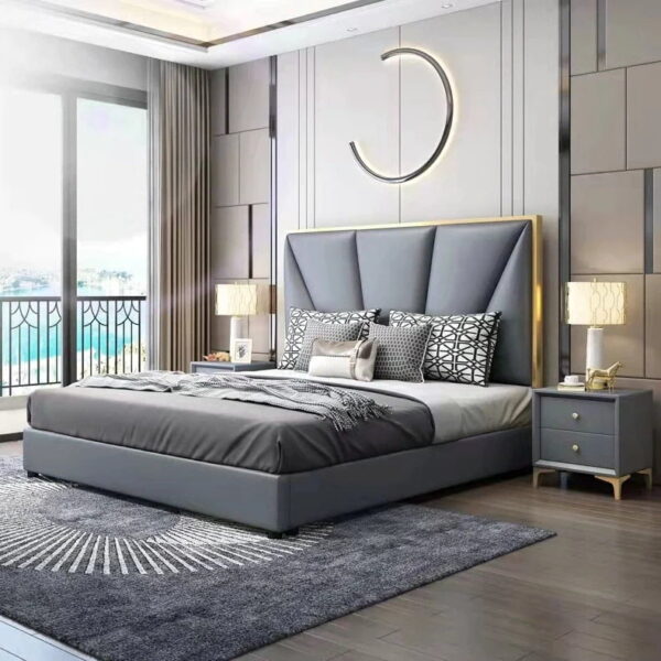 Leabaidh Luxury Upholstered Bed In Leatherette - A Crown Furniture