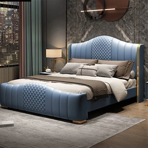 Lapaich Upholstered Bed In Suede - A Crown Furniture