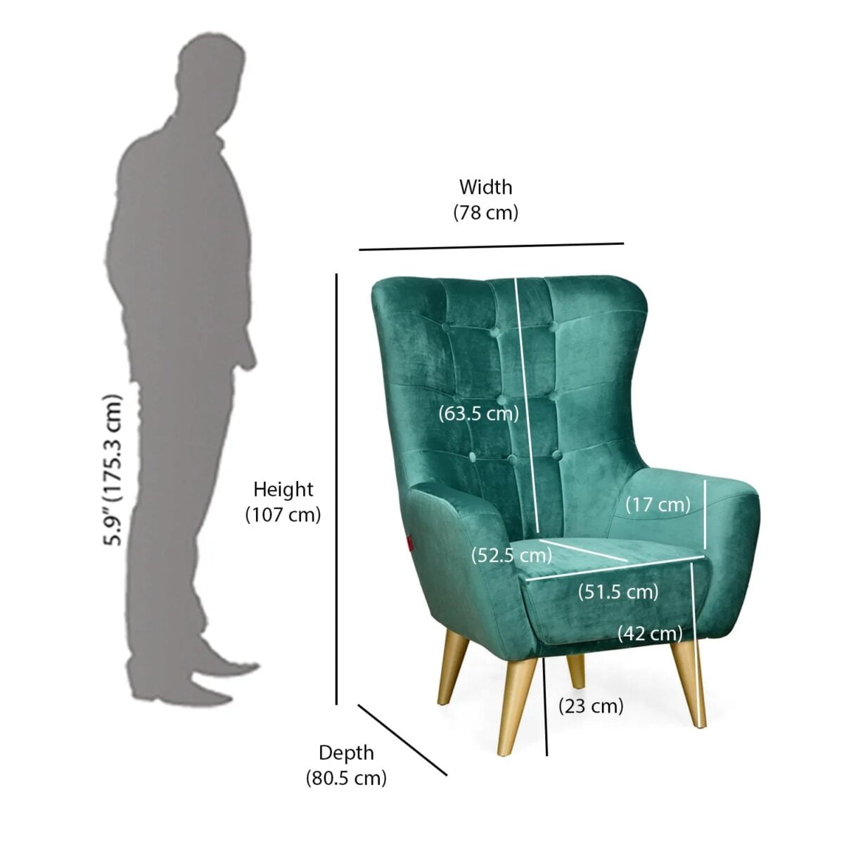 Pulsar Button-Tufted Wingback Chair In Green - A Crown Furniture