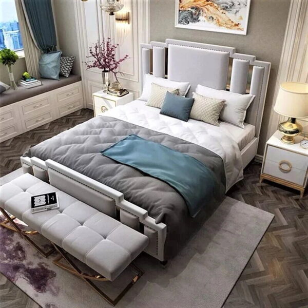 Ouachita Upholstered Bed In Leatherette - A Crown Furniture