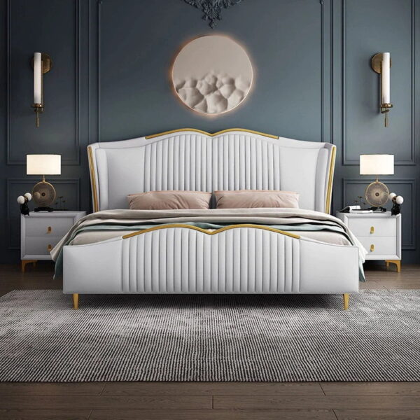 Bruach Luxury Upholstered Bed In Suede - A Crown Furniture