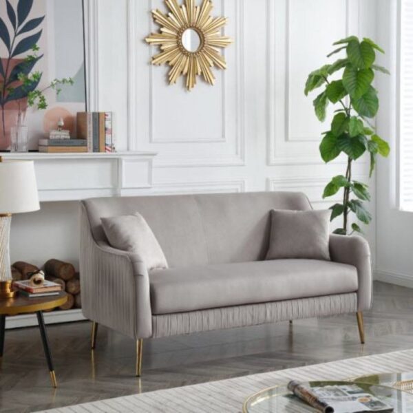 Musik Straight Line Sofa Set In Grey - A Crown Furniture