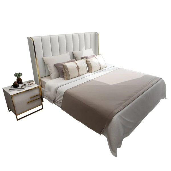 Buidhe Luxury Upholstered Bed In Leatherette - A Crown Furniture