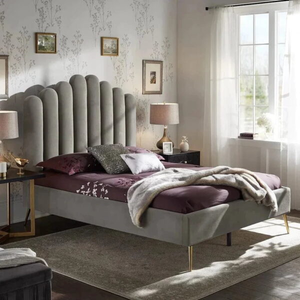 Tarmachan Quilted Bed Without Storage In Grey - A Crown Furniture