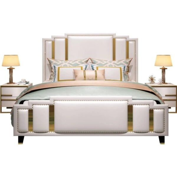 Ouachita Upholstered Bed In Leatherette - A Crown Furniture