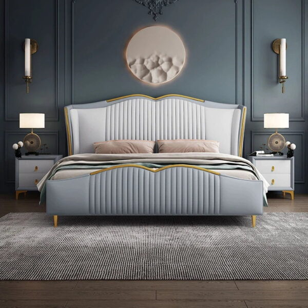 Bruach Luxury Upholstered Bed In Suede - A Crown Furniture