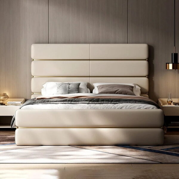 Trinity Luxury Upholstered Bed In Suede - A Crown Furniture