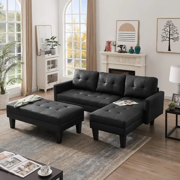 Eacharna Modern Suede Sofa Set In Suede With Setty - A Crown Furniture