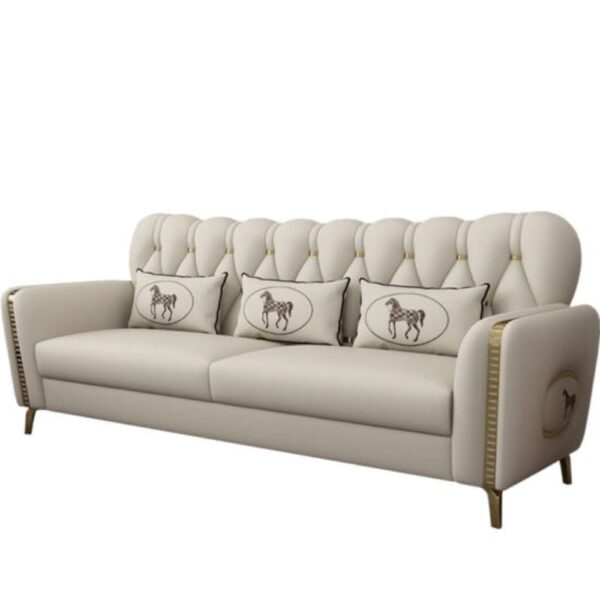 Kram Preimum Straight Line Chesterfield Sofa Set In Leatherette - A Crown Furniture