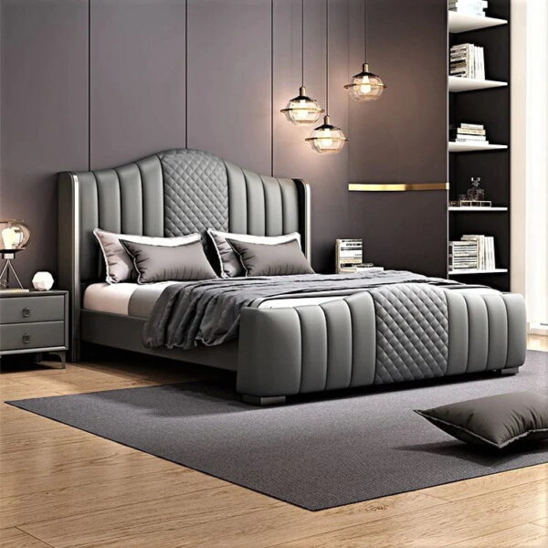 Lapaich Upholstered Bed In Suede - A Crown Furniture