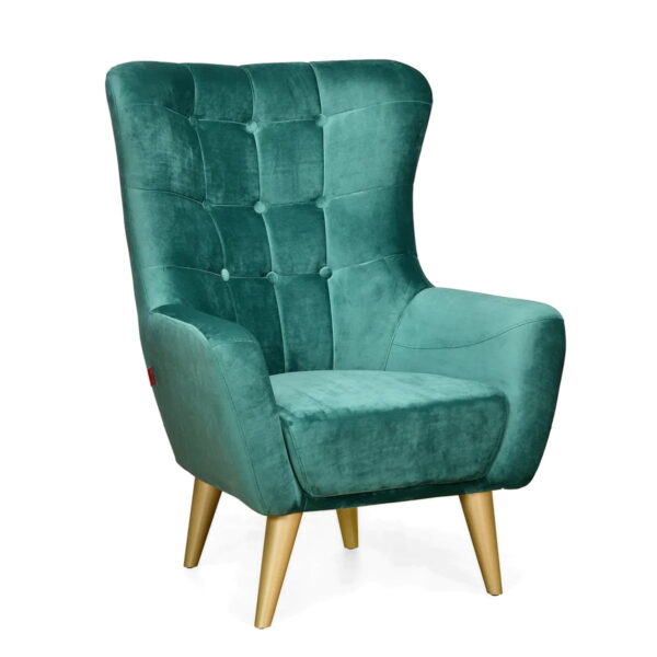 Pulsar Button-Tufted Wingback Chair In Green - A Crown Furniture