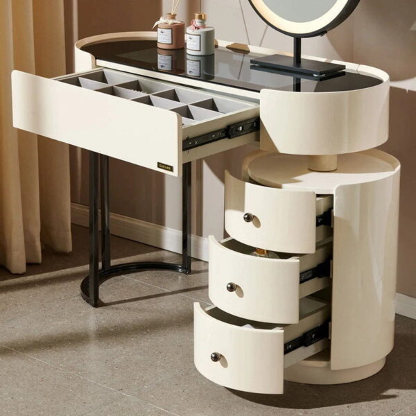 Melody Dressing Table With Ottoman In Stainless Steel - Gold - A Crown Furniture