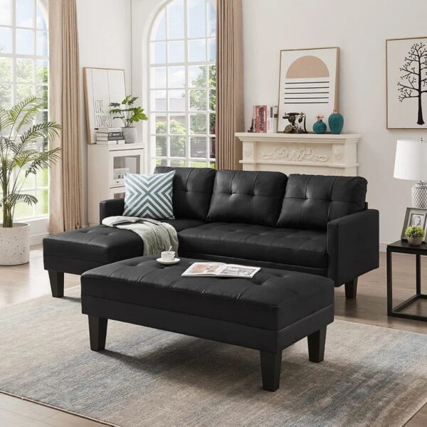 Eacharna Modern Suede Sofa Set In Suede With Setty - A Crown Furniture