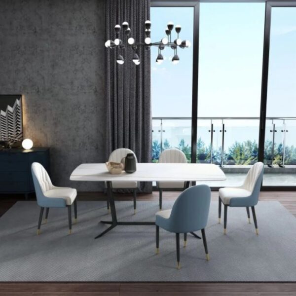 Silsean Luxury 6 Seater Dining Table In Blue - A Crown Furniture