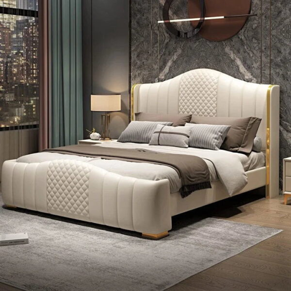 Lapaich Upholstered Bed In Suede - A Crown Furniture