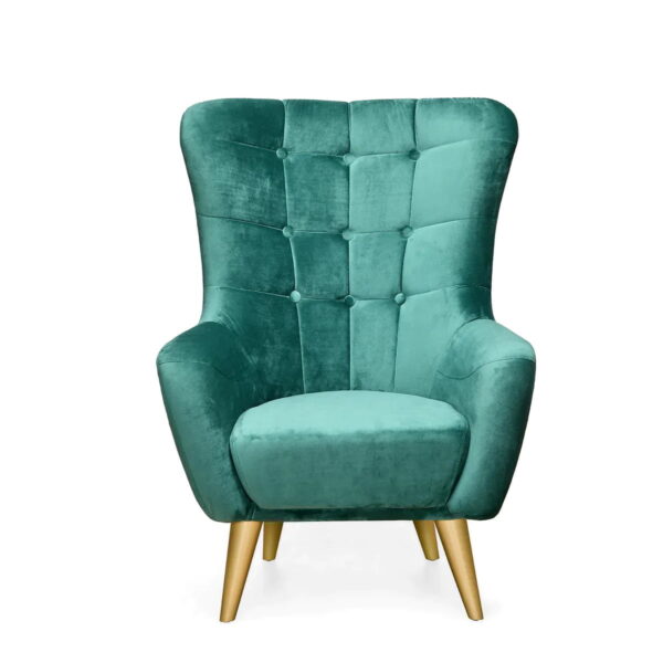 Pulsar Button-Tufted Wingback Chair In Green - A Crown Furniture