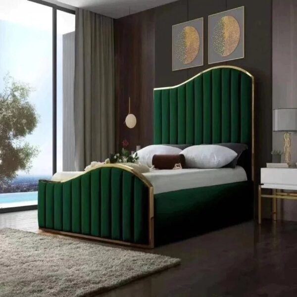 Aisre Upholstered Bed With Storage In Suede - A Crown Furniture