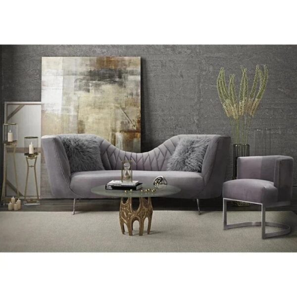 High Wing Luxury Modern Suede Sofa Set - A Crown Furniture