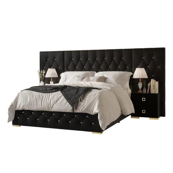 Larboard Luxury Upholstered Bed With Side Tables In Leatherette - A Crown Furniture