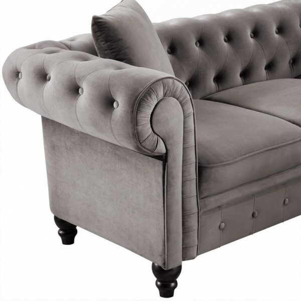 Energisk Line Chesterfield Sofa Set In Grey - A Crown Furniture