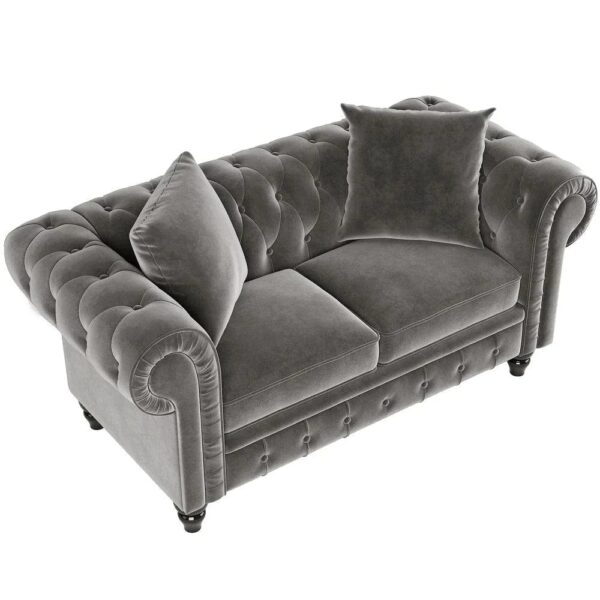 Energisk Line Chesterfield Sofa Set In Grey - A Crown Furniture