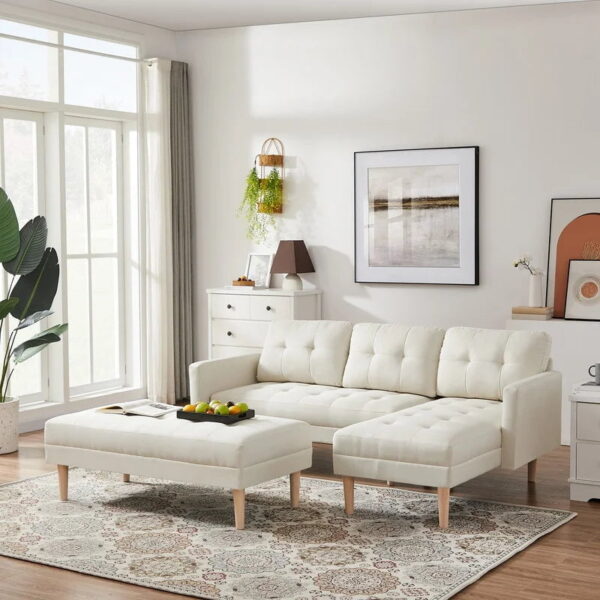 Eacharna Modern Suede Sofa Set In Suede With Setty - A Crown Furniture