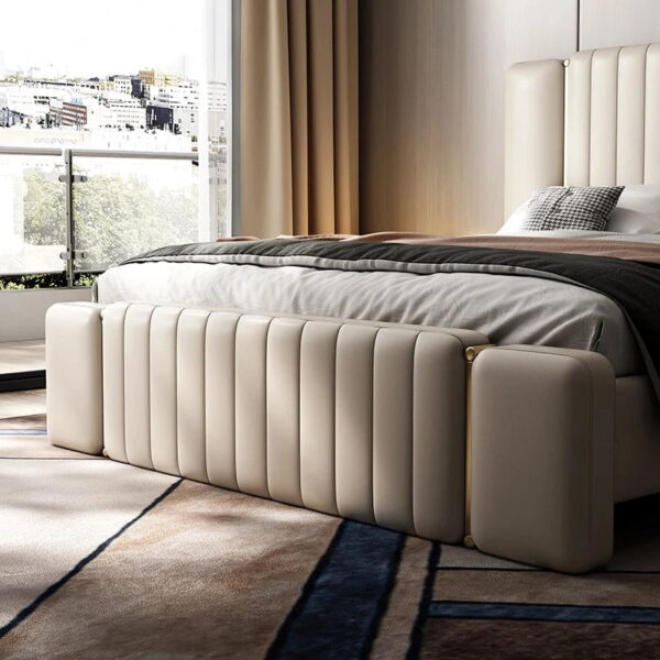 Bhriocain Upholstered Bed In Suede - A Crown Furniture