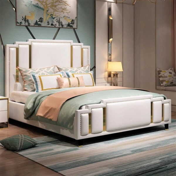 Ouachita Upholstered Bed In Leatherette - A Crown Furniture