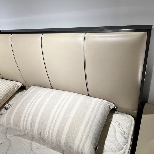 Cruinn Upholstered Bed In Beige Leatherette - A Crown Furniture