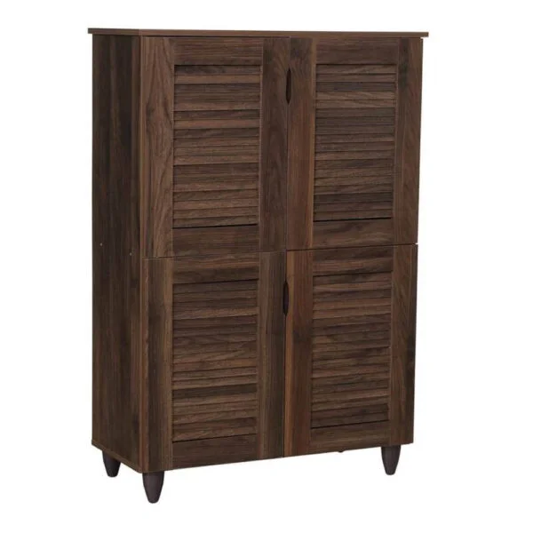 Utopia 4 Door Shoe Cabinet In Columbia Walnut Finish - A Crown Furniture