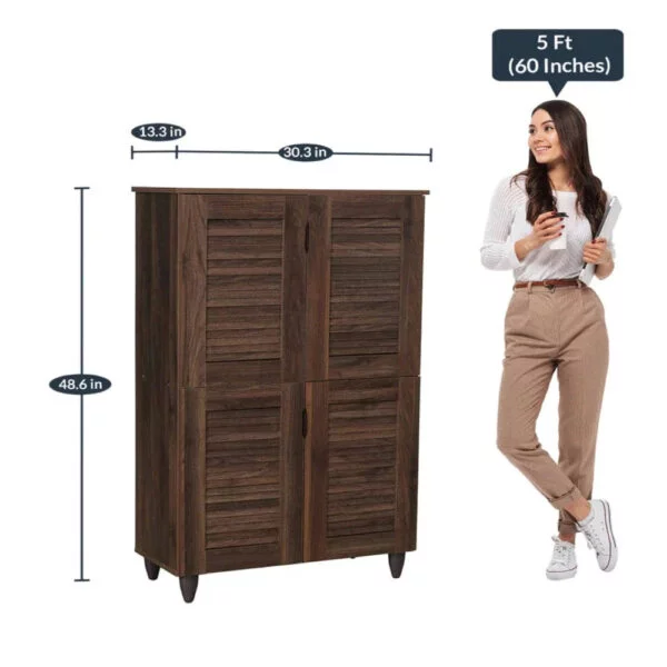 Utopia 4 Door Shoe Cabinet In Columbia Walnut Finish - A Crown Furniture