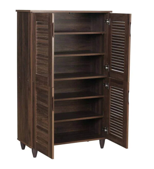 Utopia 4 Door Shoe Cabinet In Columbia Walnut Finish - A Crown Furniture