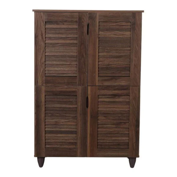 Utopia 4 Door Shoe Cabinet In Columbia Walnut Finish - A Crown Furniture