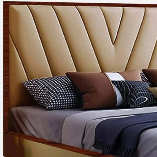 Primage Upholstered Bed In Beige Leatherette - A Crown Furniture