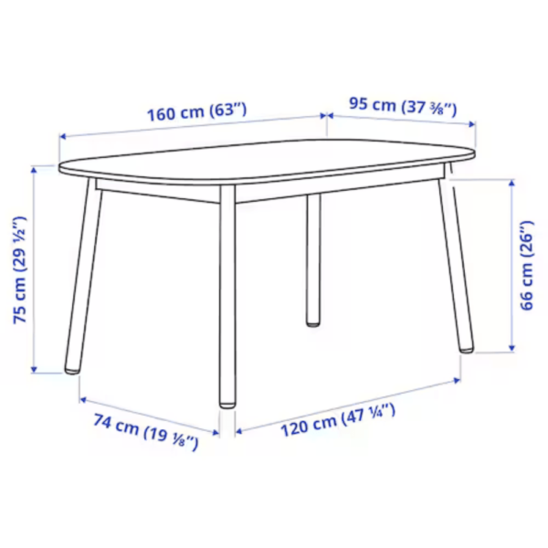 Silsean Luxury 6 Seater Dining Table In Blue - A Crown Furniture