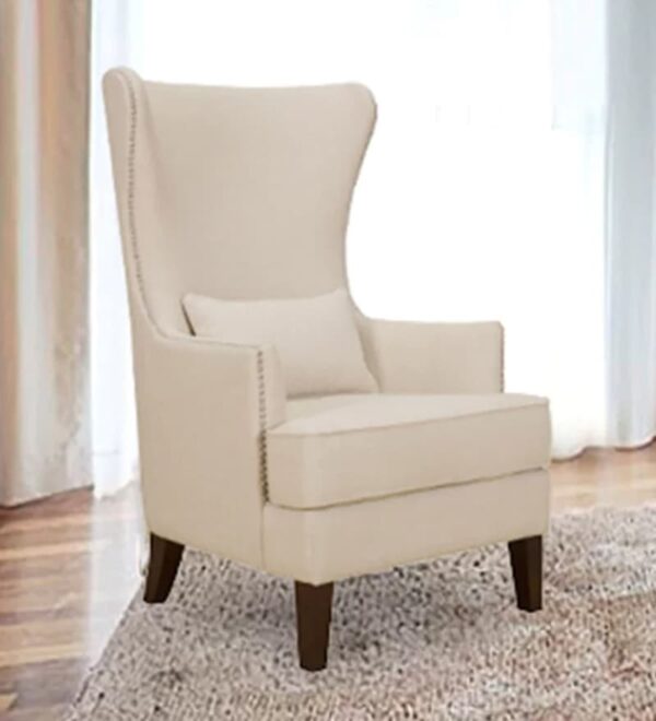 Murtera High Back Wing Chair In Silver Color - A Crown Furniture